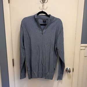 Vintage Men's Zip-Up Sweater in Light Blue